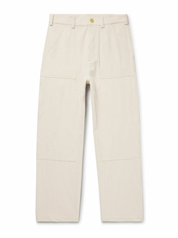 Photo: MILES LEON - Garden Straight-Leg Slub Cotton-Canvas Trousers - Neutrals