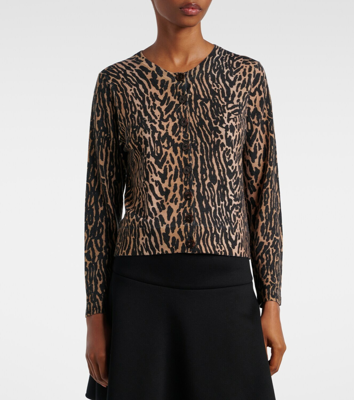 Rixo Peony leopard-print wool cardigan