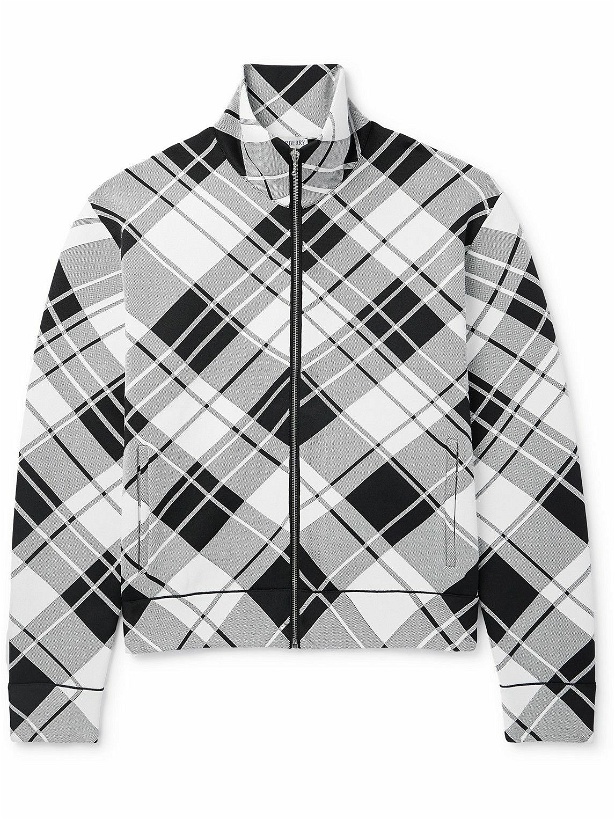 Photo: Burberry - Checked Jacquard-Knit Zip-Up Sweater - Black