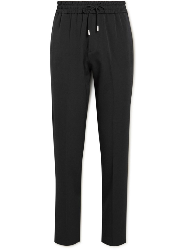 Photo: Mr P. - Straight-Leg Piped Virgin-Wool Drawstring Trousers - Black