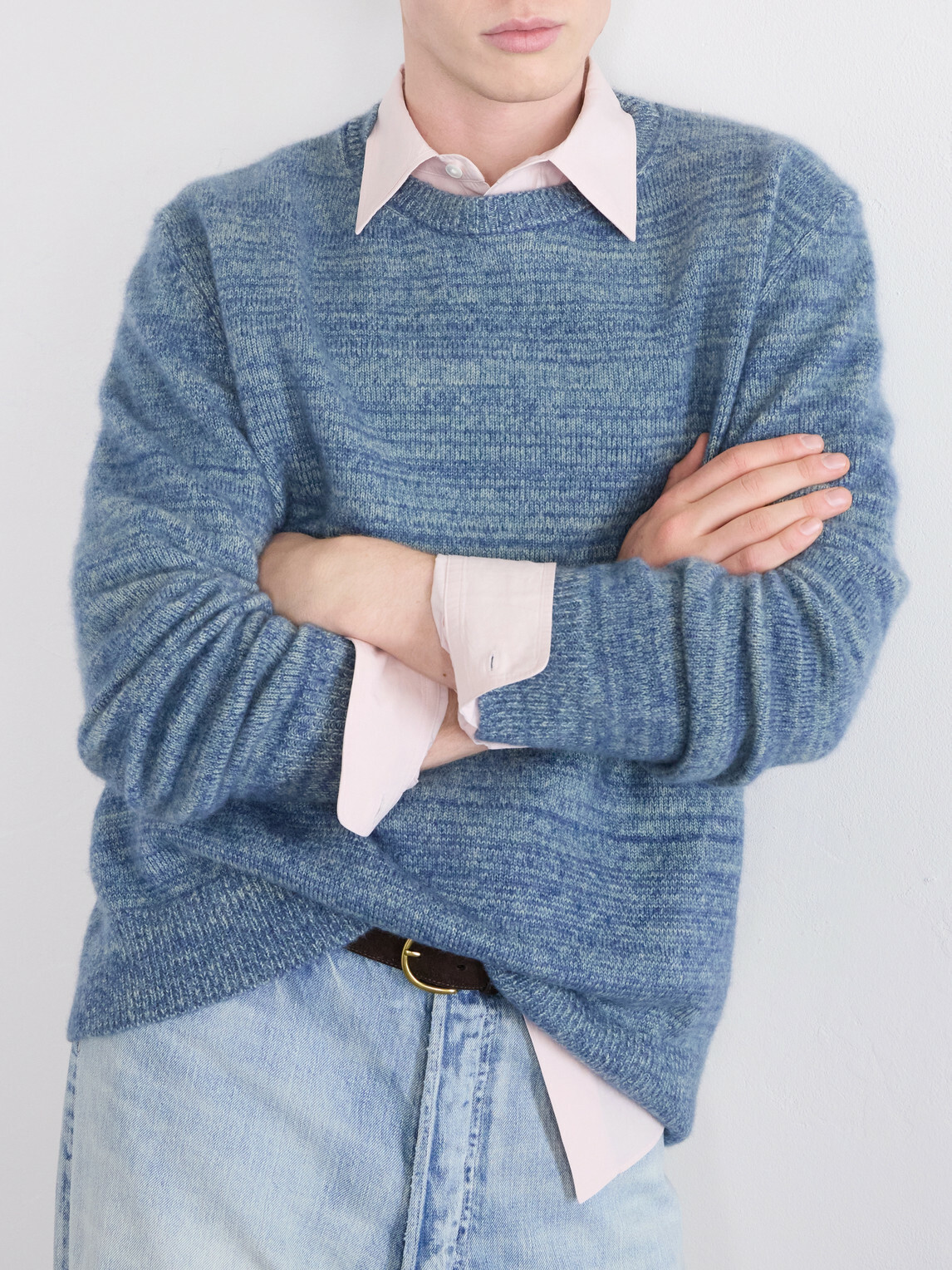 The Elder Statesman - Nimbus Striped Cashmere and Silk-Blend Sweater - Blue