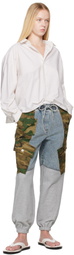 3.1 Phillip Lim Blue & Gray Patchwork Camo Jogger Denim Cargo Pants