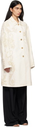 Dries Van Noten Off-White Embroidered A-Line Coat