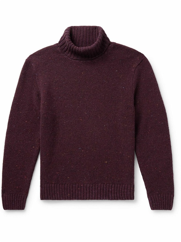 Photo: Inis Meáin - Donegal Merino Wool and Cashmere-Blend Rollneck Sweater - Red