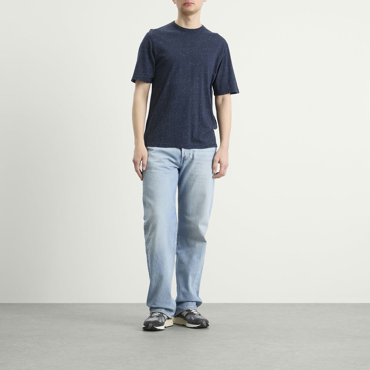 Folk Men's Relaxed Assembly T-Shirt in Navy Nep
