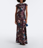 Erdem Draped floral satin gown