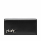 Saint Laurent Men's YSL Metal Logo Continental Wallet in Black/Silver