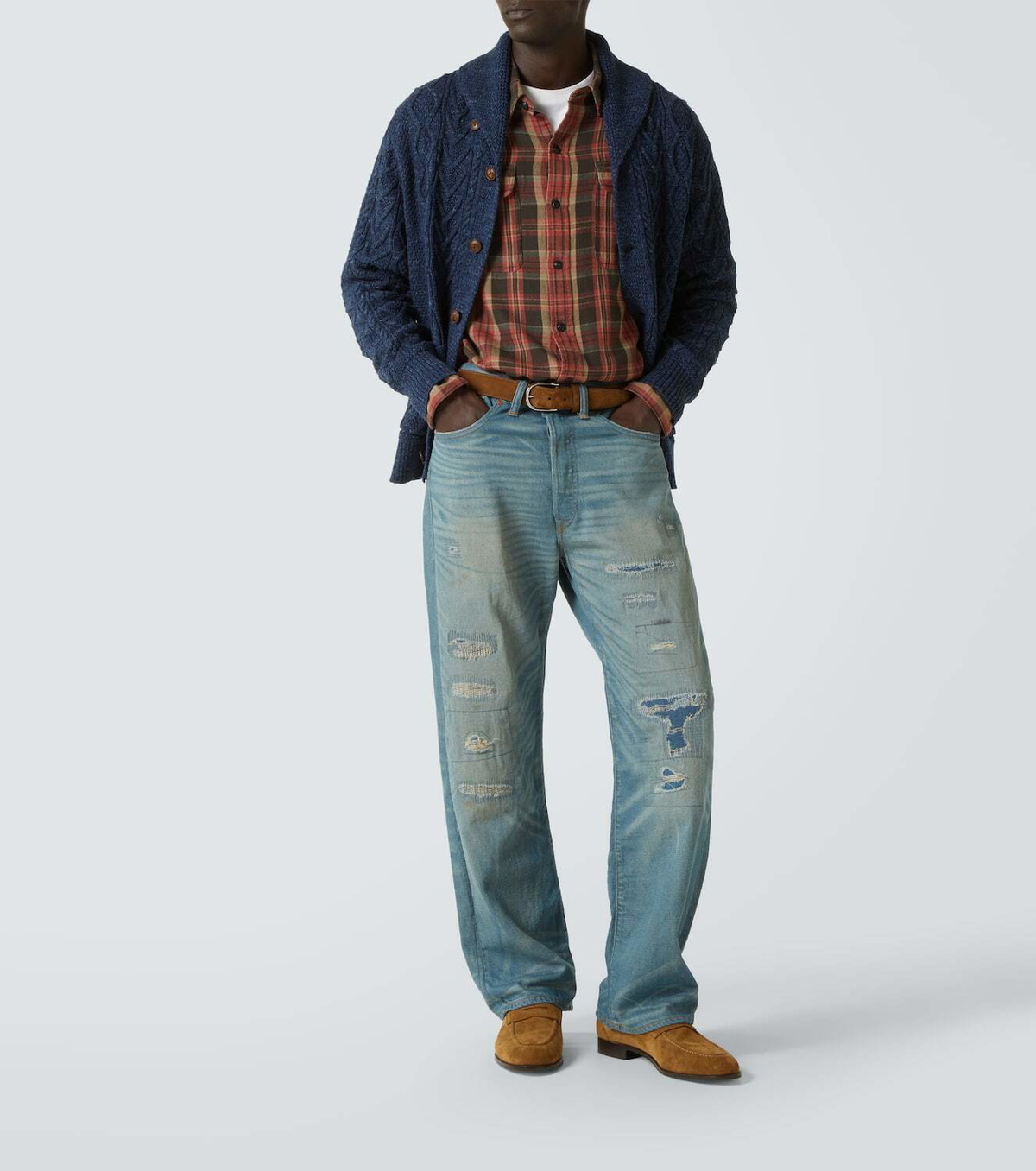 RRL Plainfield distressed straight jeans RRL