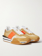 TOM FORD - James Rubber-Trimmed Leather, Suede and Nylon Sneakers - Brown