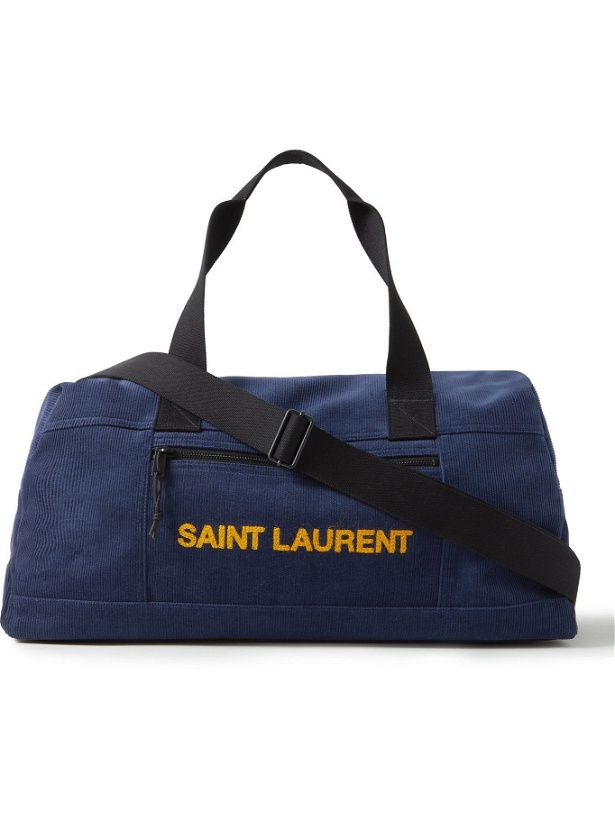 Photo: SAINT LAURENT - Nuxx Logo-Embroidered Corduroy Duffle Bag