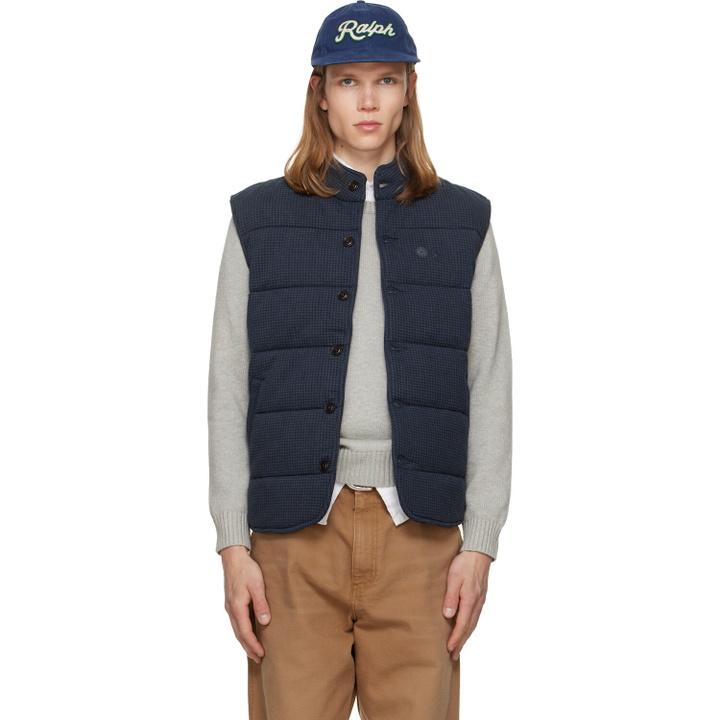 Photo: Polo Ralph Lauren Navy Houndstooth-Print Estate-Rib Vest