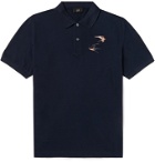 DUNHILL - Embroidered Cotton-Piqué Polo Shirt - Blue
