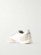 CELINE - Racer Logo-Embroidered Suede, Leather and Shell Sneakers - White
