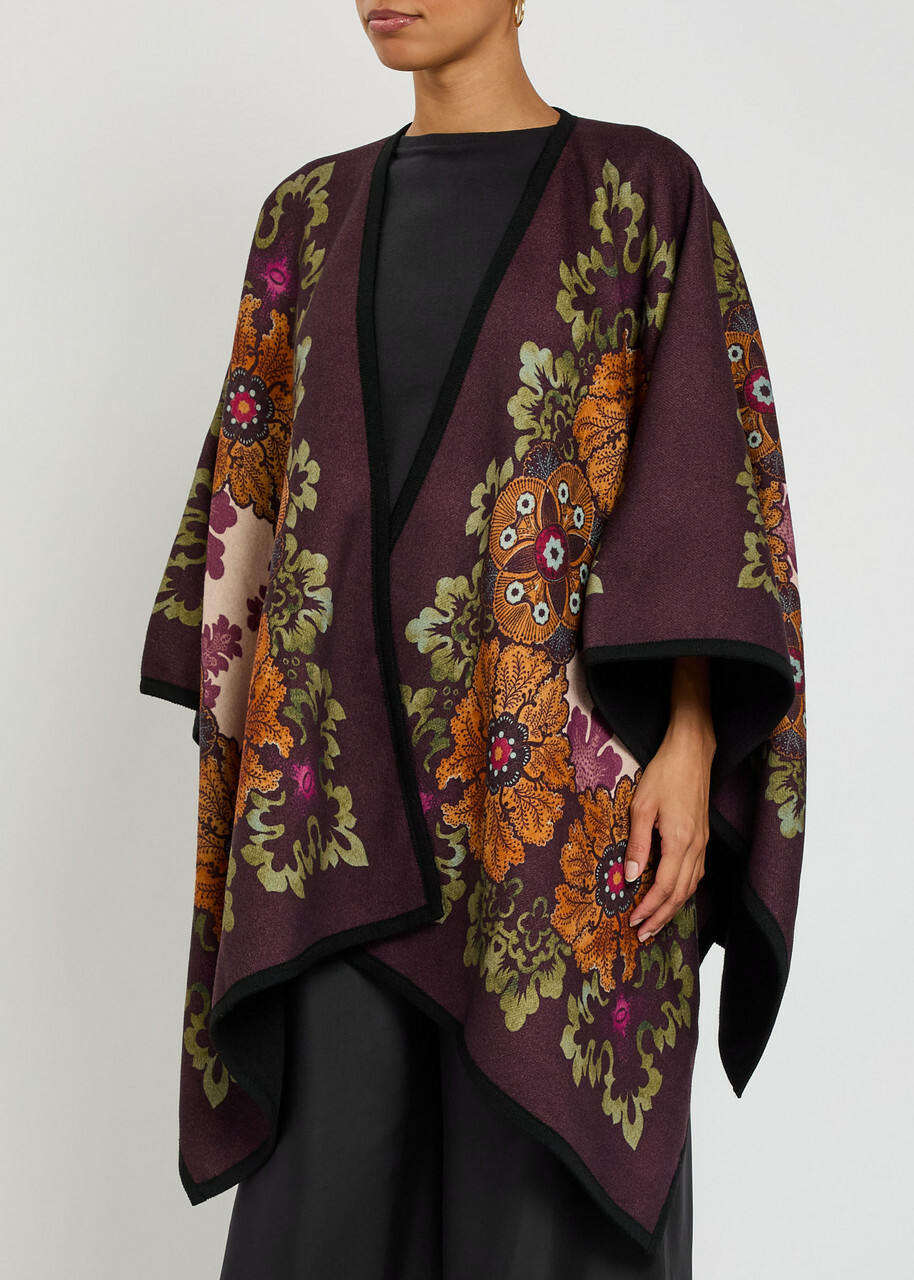 LA Double J Patterned-intarsia Wool Poncho - Multicoloured - One Size