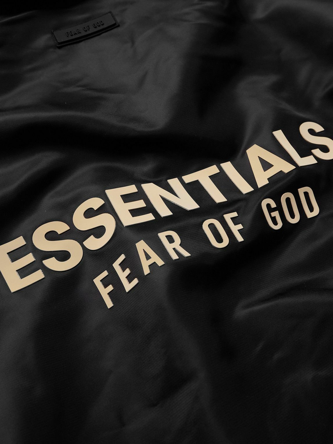 FEAR OF GOD ESSENTIALS Logo Appliqu d Shell Coach Jacket Black Fear FEAR OF GOD ESSENTIALS Logo Appliqu d Shell Coach Jacket Black Fear