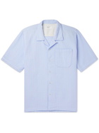 Universal Works - Delos Convertible-Collar Textured-Cotton Shirt - Blue