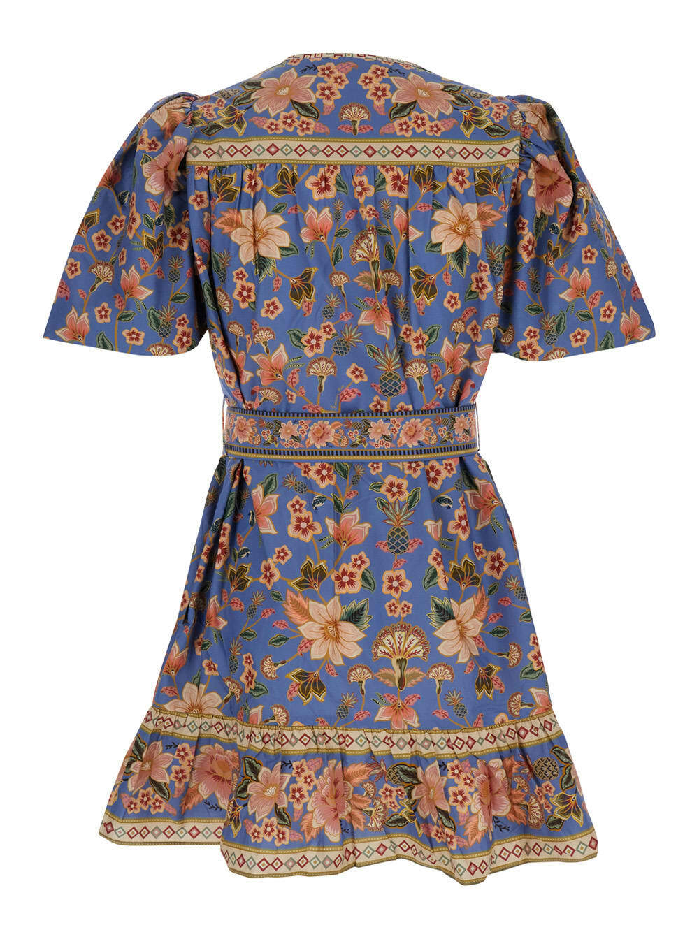 Farm Rio superbloom Blue Dress With All-over Floral Print And Waist Belt In  Cotton Woman Farm Rio