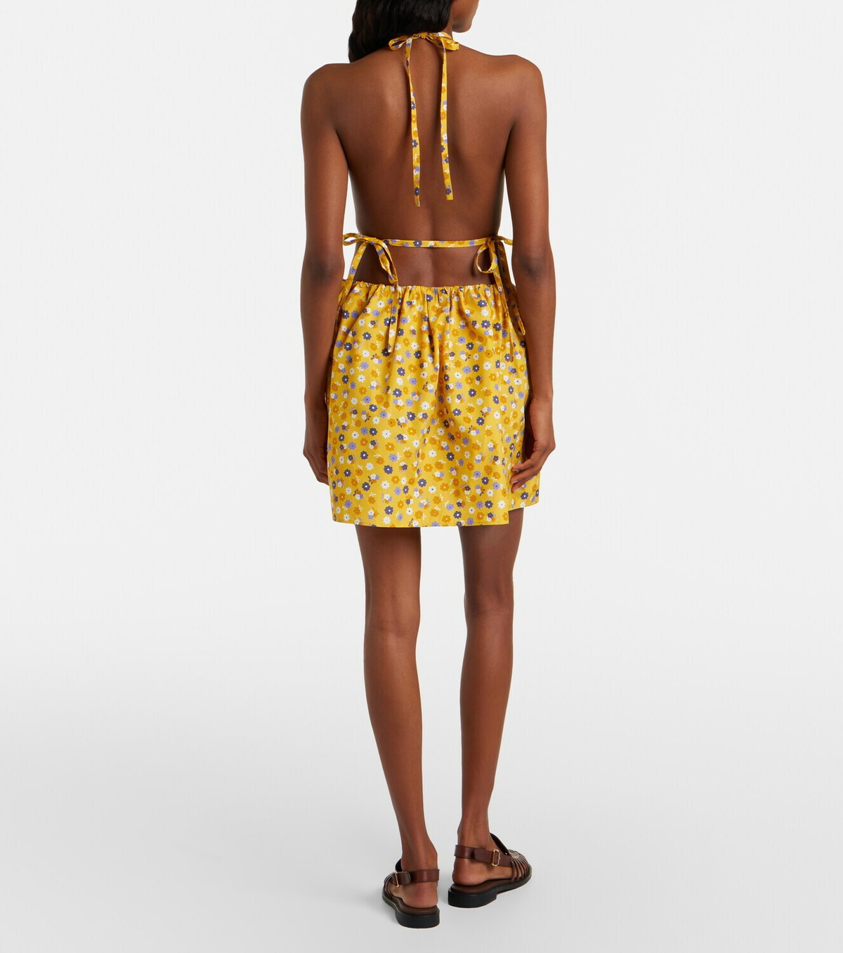 Miu Miu Floral open-back cotton poplin minidress