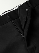 Alexander McQueen - Slim-Fit Tapered Silk Satin-Trimmed Wool-Twill Trousers - Black