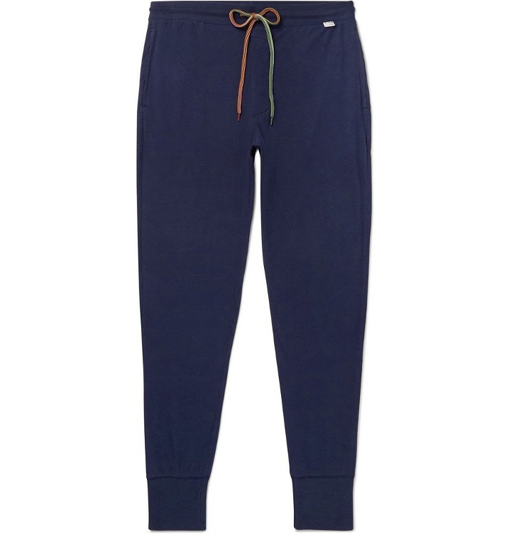 Photo: Paul Smith - Slim-Fit Tapered Cotton-Jersey Sweatpants - Men - Navy