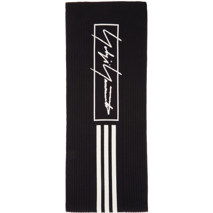 Photo: Y-3 Black and Off-White 3-Stripe Scarf
