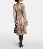 Etro Printed gathered jersey midi dress