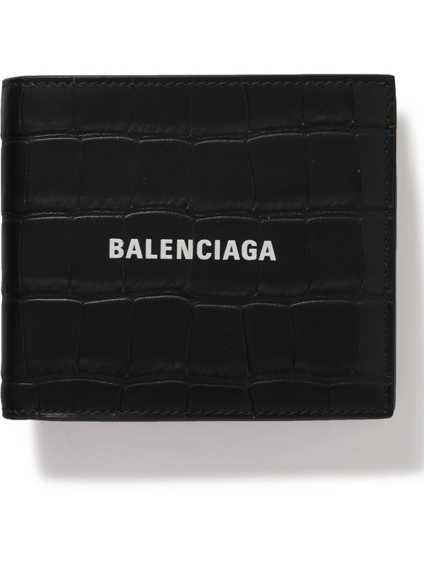 Photo: Balenciaga - Logo-Print Croc-Effect Leather Billfold Wallet