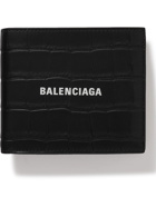 Balenciaga - Logo-Print Croc-Effect Leather Billfold Wallet