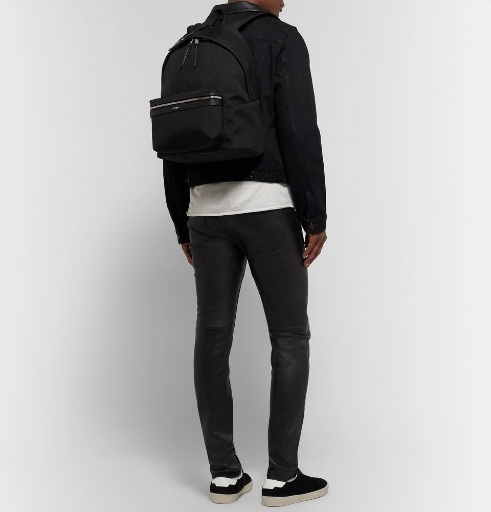Saint Laurent City Backpack in ECONYL /Smooth Leather and Nylon - Black - Men