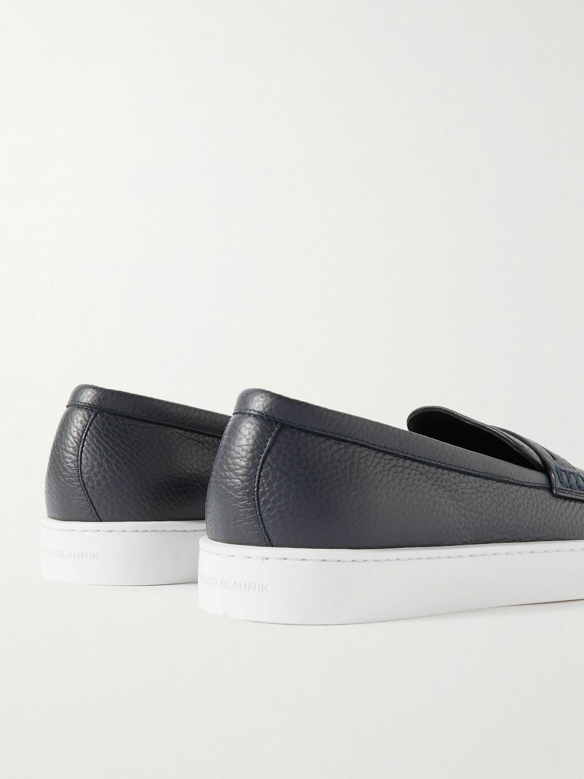 Manolo Blahnik - Ellis Textured-Leather Slip-On Sneakers - Blue