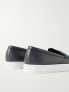 Manolo Blahnik - Ellis Textured-Leather Slip-On Sneakers - Blue