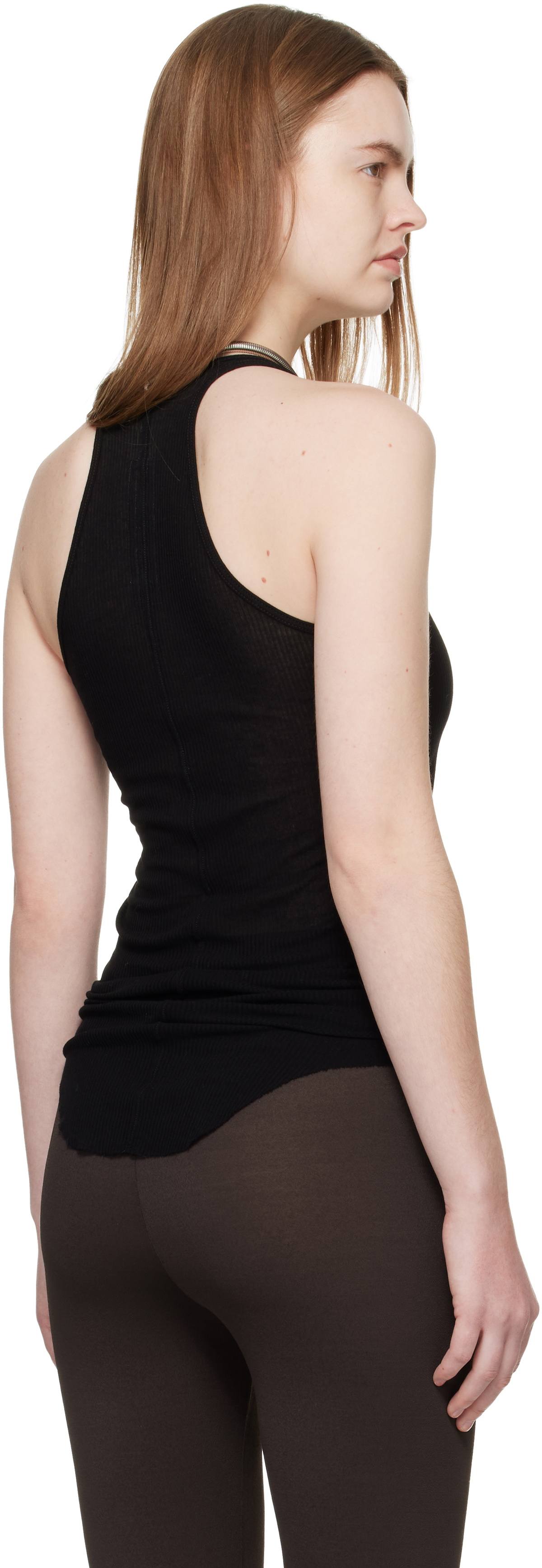 Rick Owens Black Temple Basic Rib Tank Top