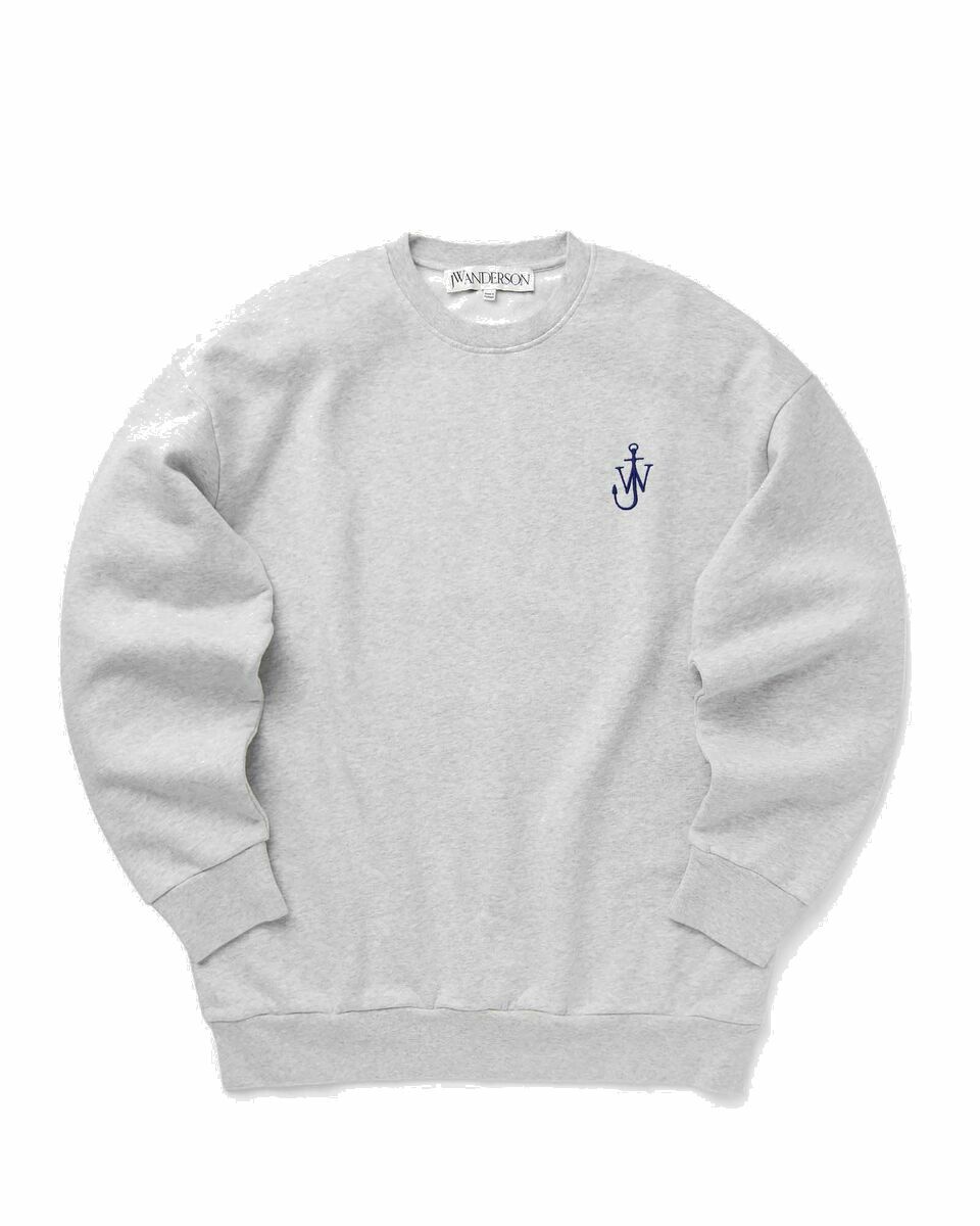 Photo: Jw Anderson Anchor Embroidery Back Print Sweatshirt Grey - Mens - Sweatshirts