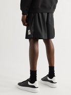 FENDI - Wide-Leg Logo-Appliquéd Mesh-Panelled Tech-Jersey Shorts - Black