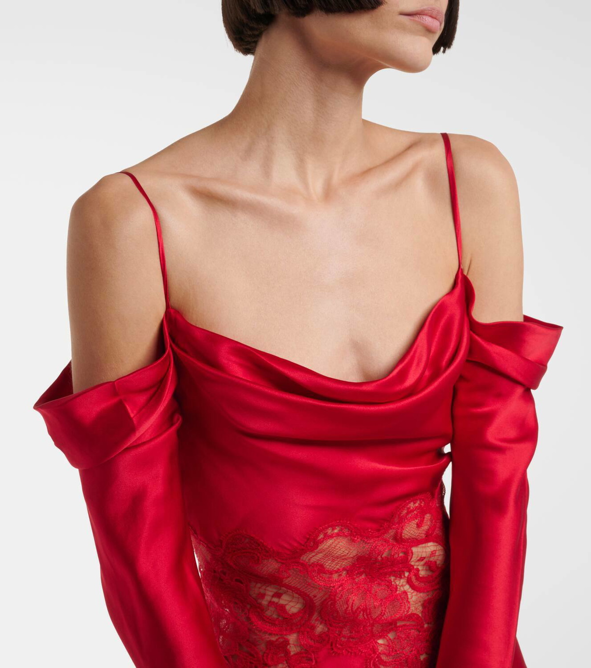 Rebecca Vallance Rubia lace-trimmed silk satin gown Rebecca