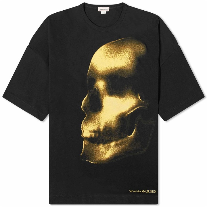 Photo: Alexander McQueen Men's Shadow Skull Print T-Shirt in Black/Yellow