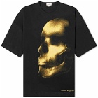Alexander McQueen Men's Shadow Skull Print T-Shirt in Black/Yellow