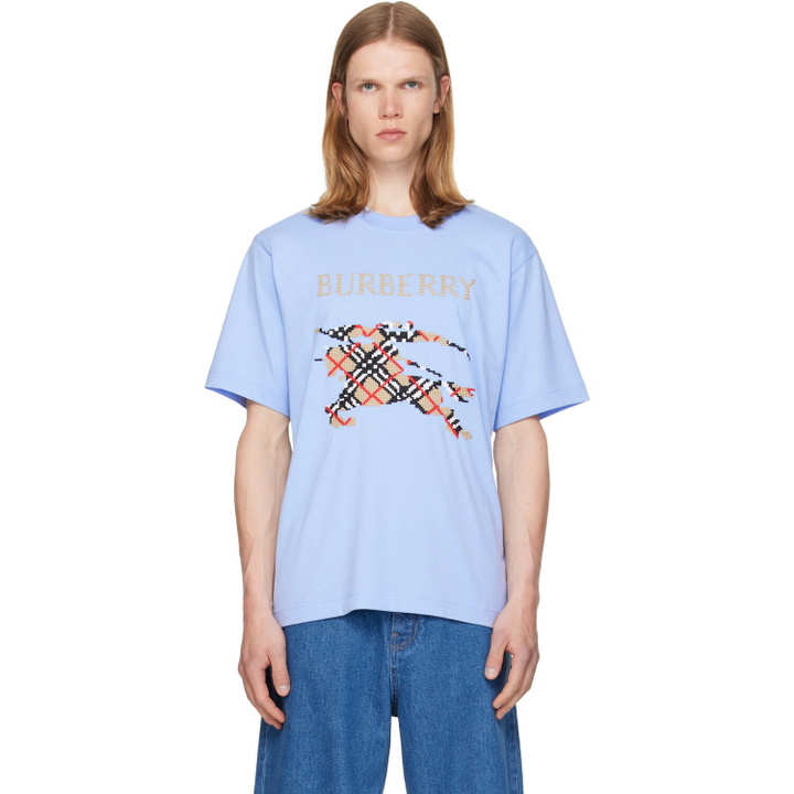 Photo: Burberry Blue Cross Stitch Knight Cotton T-shirt