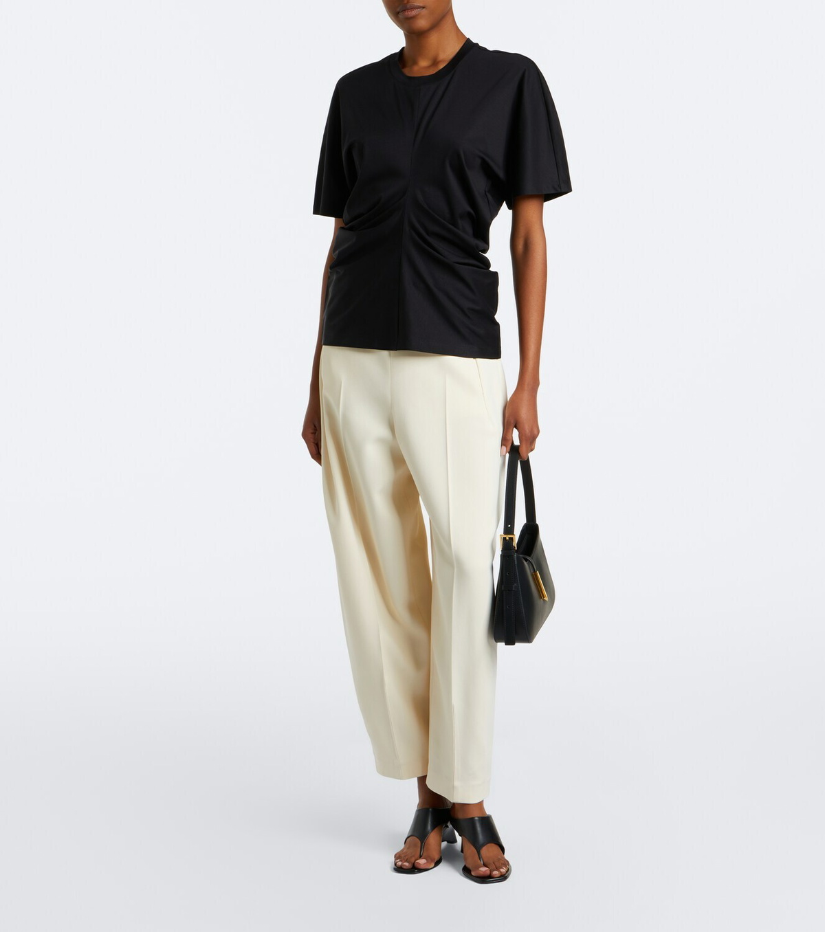Róhe Gathered cotton and silk-blend t-shirt
