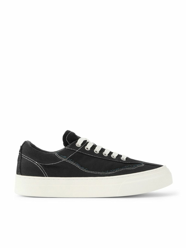 Photo: Omni - Dellow Leather-Trimmed Distressed Drill Sneakers - Black