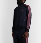 Needles - Striped Grosgrain-Trimmed Tech-Jersey Zip-Up Track Jacket - Blue