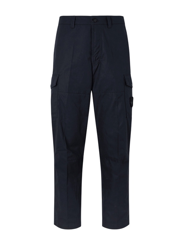 Photo: Stone Island - STONE ISLAND GHOST Straight-Leg Logo-Appliquéd Cotton-Canvas Cargo Trousers - Black