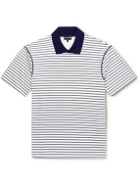 Giorgio Armani - Striped Cotton-Jersey Polo Shirt - Blue