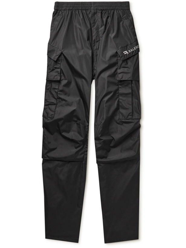 Photo: Balenciaga - Wide-Leg Logo-Embroidered Shell Cargo Trousers - Black