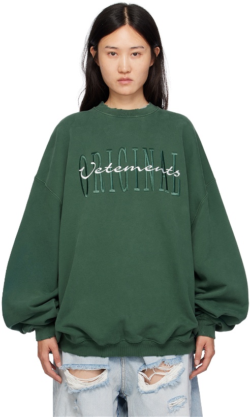 Photo: VETEMENTS Green Embroidered Sweatshirt