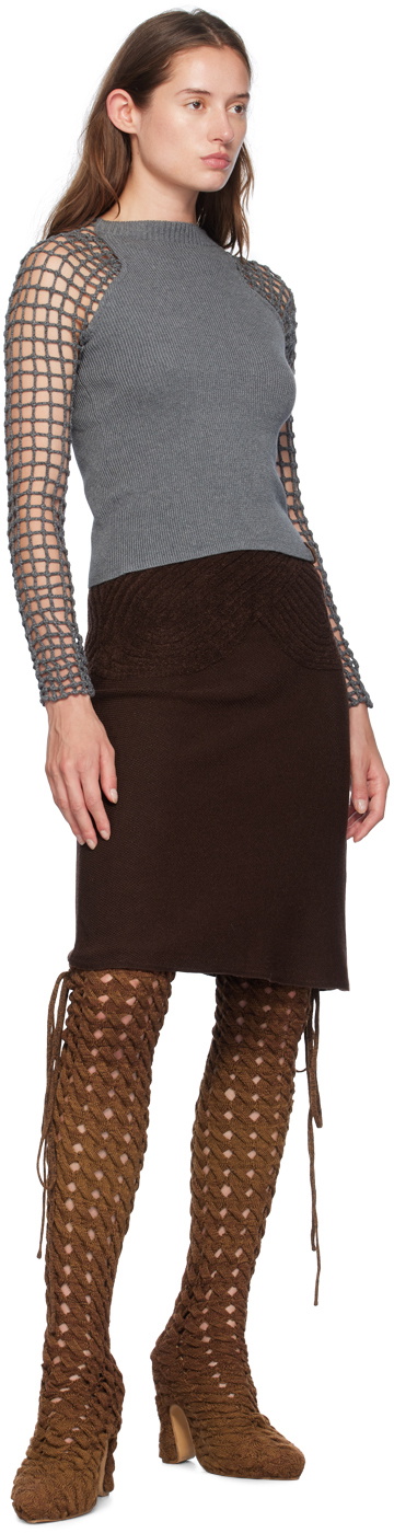 Isa Boulder SSENSE Exclusive Brown Spiralcable Tall Boots