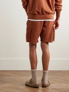 Les Tien - Yacht Straight-Leg Poplin-Trimmed Garment-Dyed Cotton-Jersey Drawstring Cargo Shorts - Brown