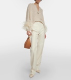 Valentino High-rise wool and silk wide-leg pants