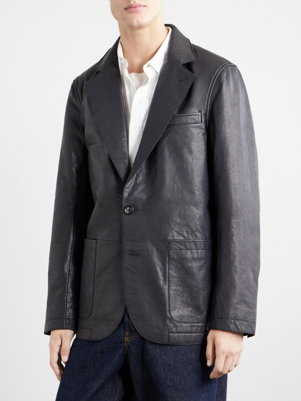 Oliver Spencer - Westbury Leather Blazer - Black