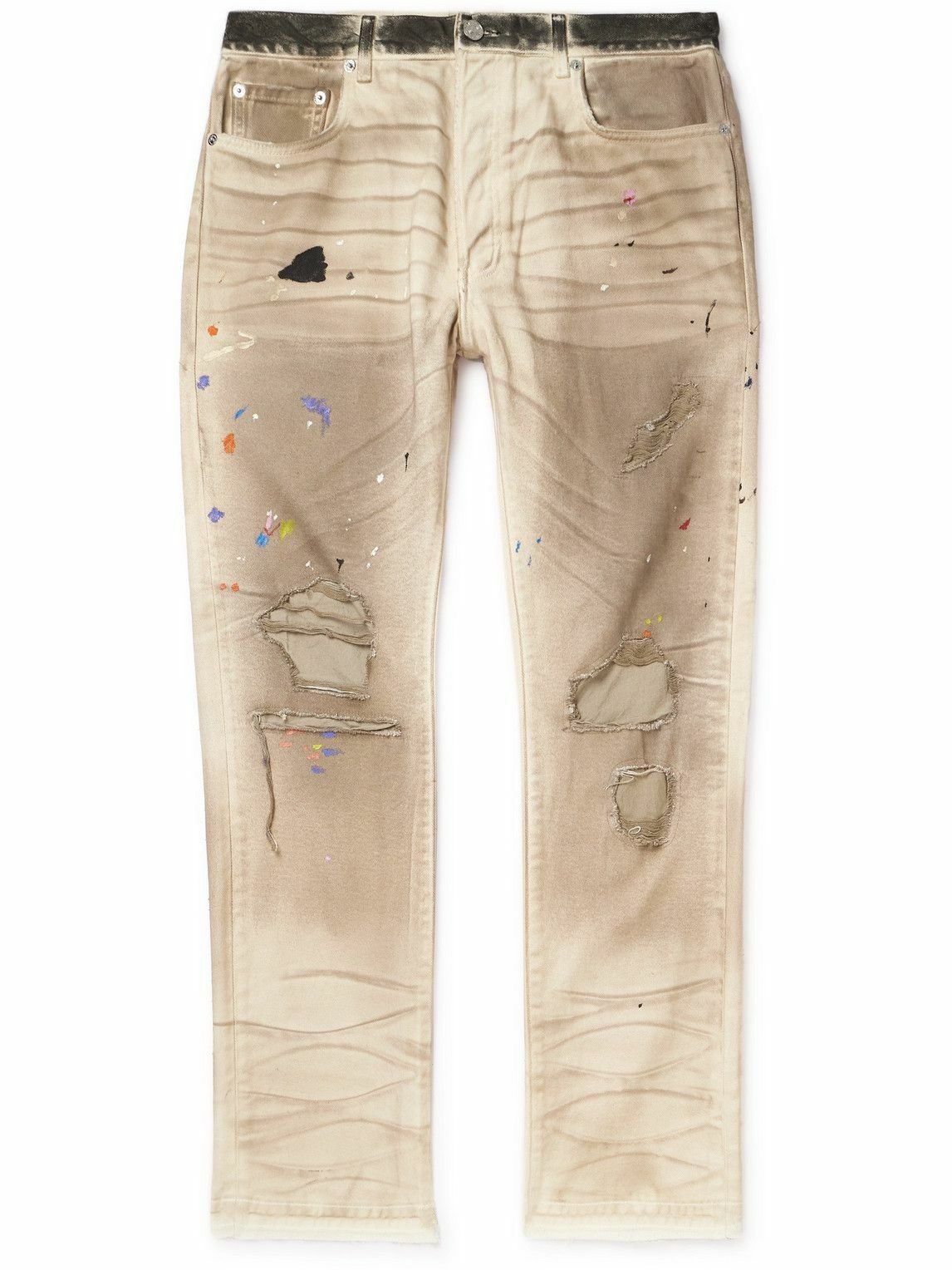 Photo: Gallery Dept. - Hollywood BLV 5001 Straight-Leg Paint-Splattered Distressed Jeans - Neutrals